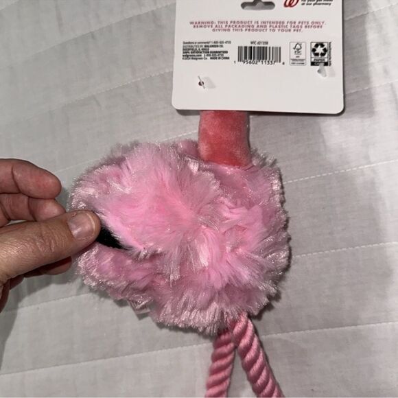 PETSHOPPE Pink Flamingo Plush Rope Squeaky Sound Dog Toy - Picture 4 of 7